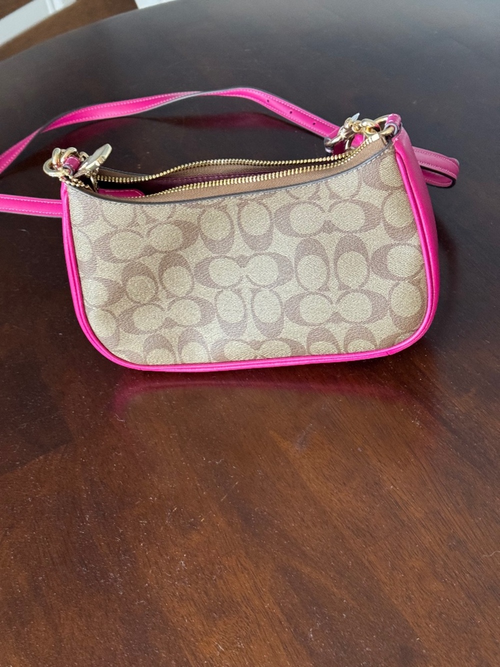 Coach Teri Shoulder Bag Pink and Tan
